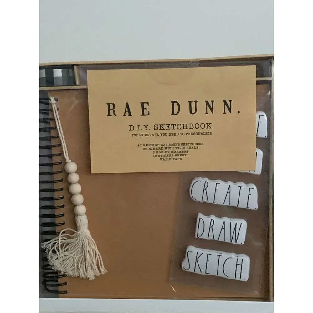 NEW Rae Dunn D.I.Y Sketchbook Art Book Scrapbook Markers Stickers